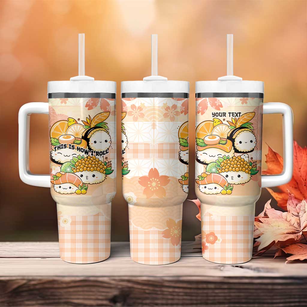 Personalized Japanese Kawaii Sushi Tumbler With Handle Peach Wagara Palaka This Is How I Roll