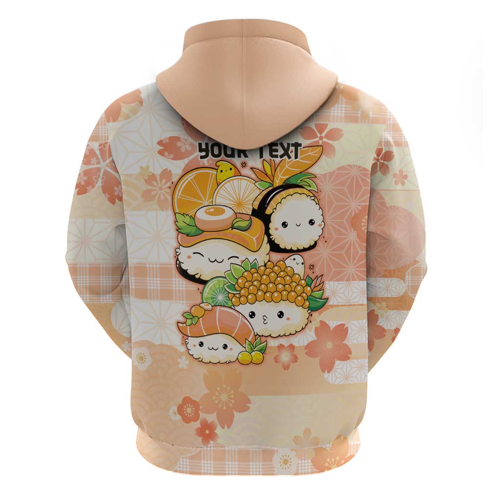 Personalized Japanese Kawaii Sushi Zip Hoodie Peach Wagara Palaka This Is How I Roll