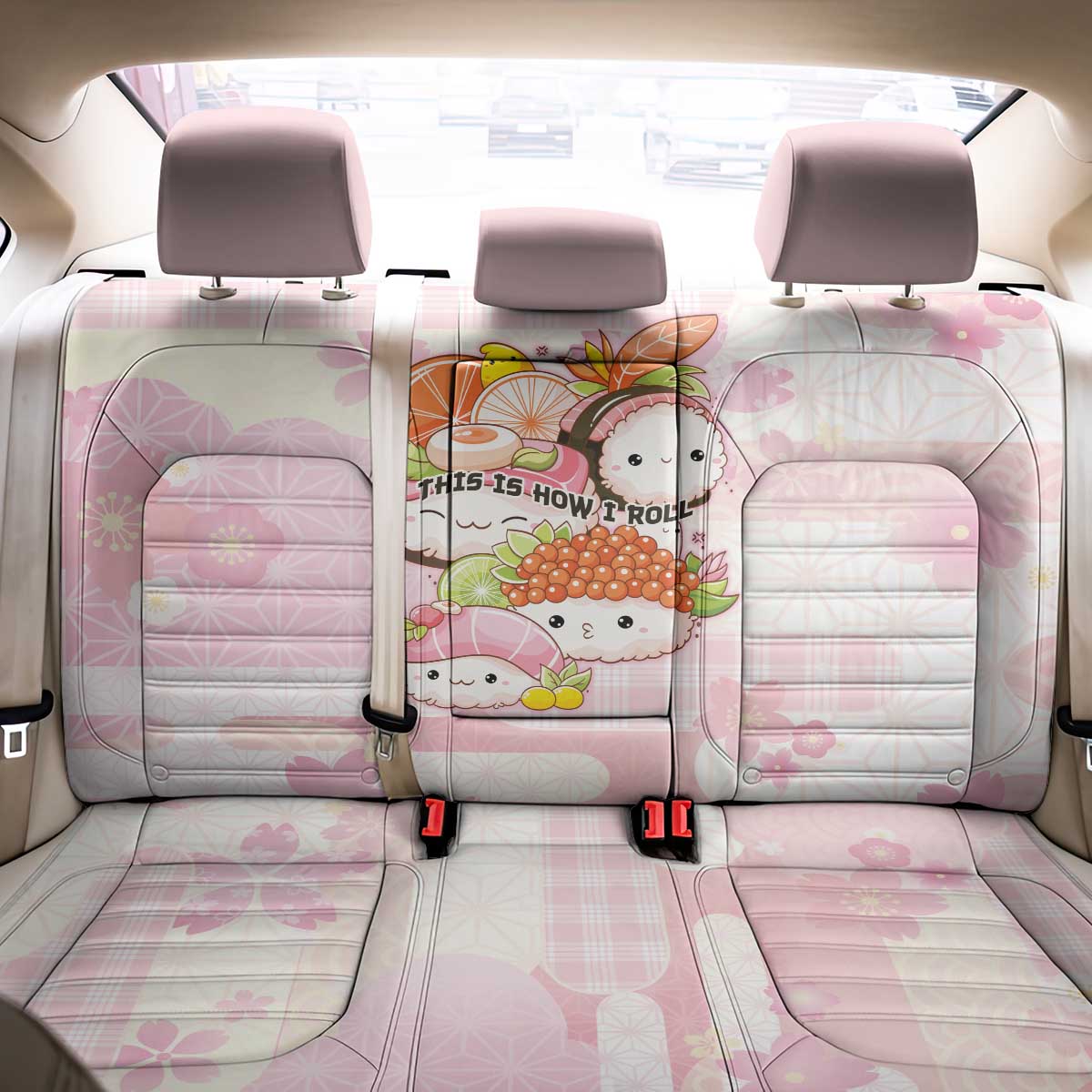 Japanese Kawaii Sushi Back Car Seat Cover Pink Wagara Palaka This Is How I Roll