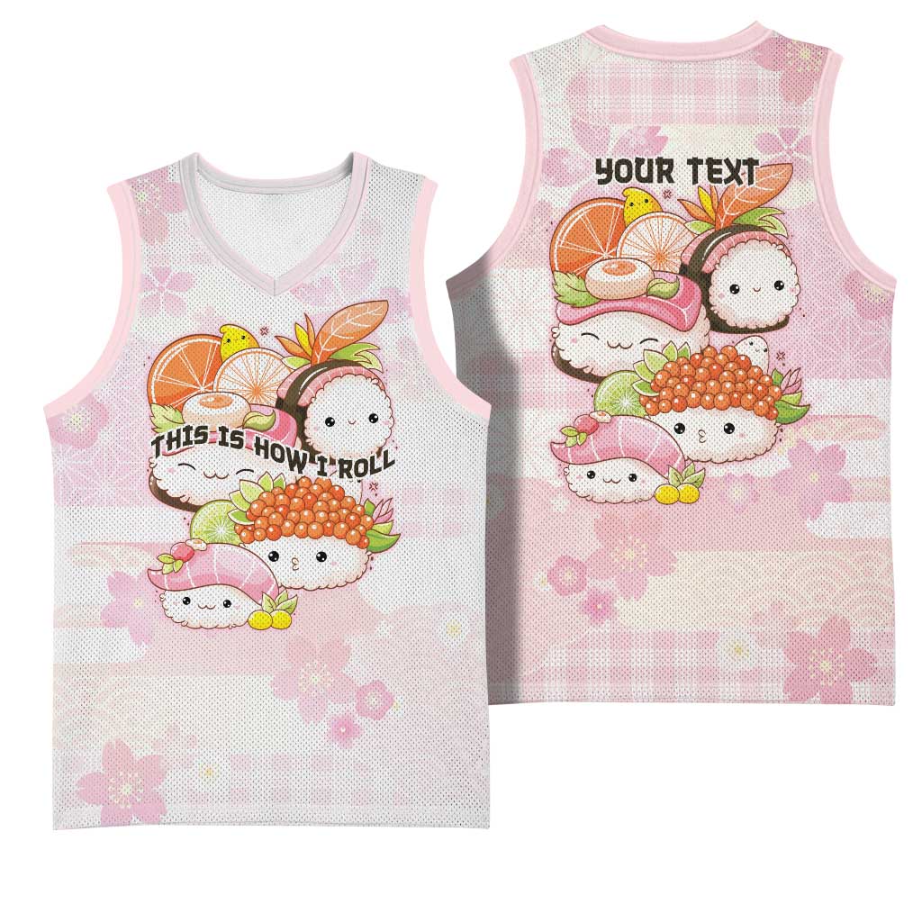 Personalized Japanese Kawaii Sushi Basketball Jersey Pink Wagara Palaka This Is How I Roll LT9 - Polynesian Pride