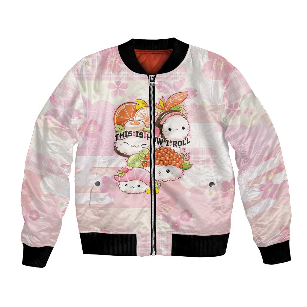 Personalized Japanese Kawaii Sushi Bomber Jacket Pink Wagara Palaka This Is How I Roll