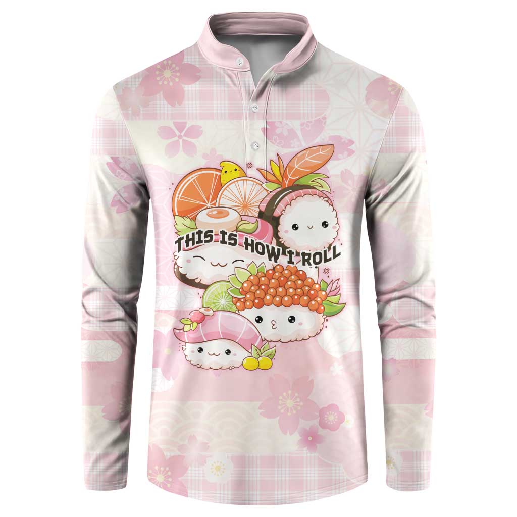 Personalized Japanese Kawaii Sushi Button Sweatshirt Pink Wagara Palaka This Is How I Roll