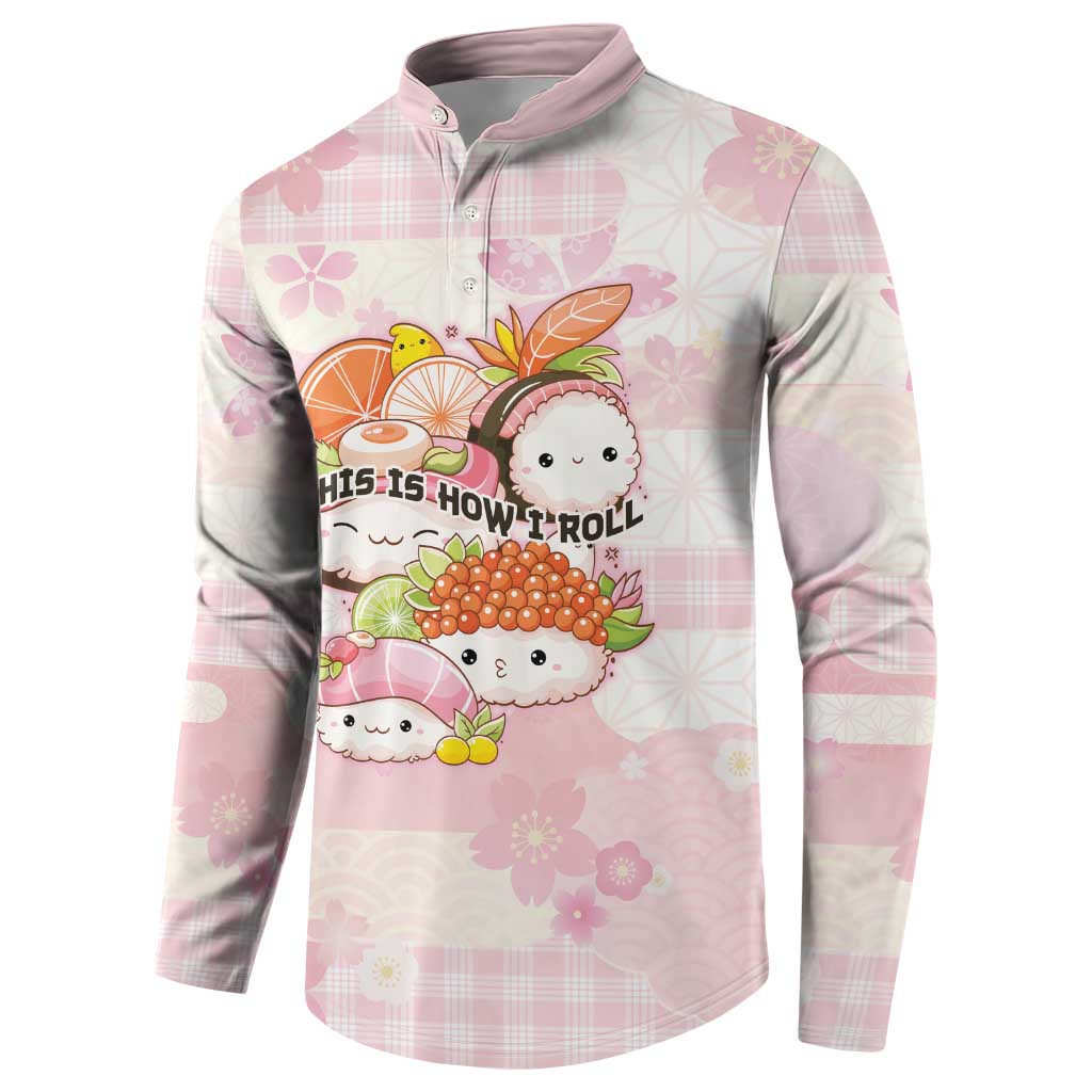 Personalized Japanese Kawaii Sushi Button Sweatshirt Pink Wagara Palaka This Is How I Roll