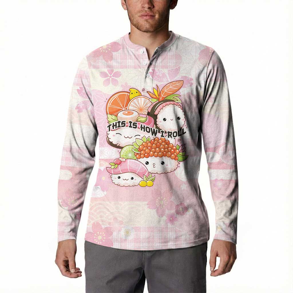 Personalized Japanese Kawaii Sushi Button Sweatshirt Pink Wagara Palaka This Is How I Roll