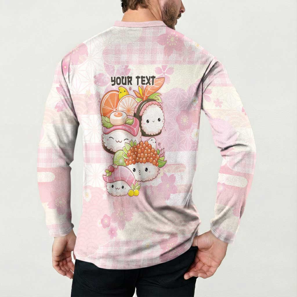 Personalized Japanese Kawaii Sushi Button Sweatshirt Pink Wagara Palaka This Is How I Roll