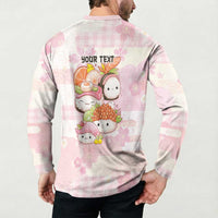 Personalized Japanese Kawaii Sushi Button Sweatshirt Pink Wagara Palaka This Is How I Roll
