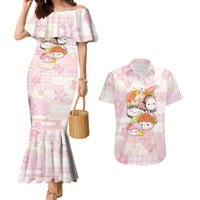 Personalized Japanese Kawaii Sushi Couples Matching Mermaid Dress and Hawaiian Shirt Pink Wagara Palaka This Is How I Roll