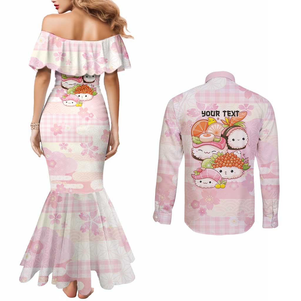 Personalized Japanese Kawaii Sushi Couples Matching Mermaid Dress and Long Sleeve Button Shirt Pink Wagara Palaka This Is How I Roll