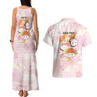 Personalized Japanese Kawaii Sushi Couples Matching Tank Maxi Dress and Hawaiian Shirt Pink Wagara Palaka This Is How I Roll