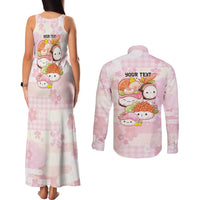 Personalized Japanese Kawaii Sushi Couples Matching Tank Maxi Dress and Long Sleeve Button Shirt Pink Wagara Palaka This Is How I Roll