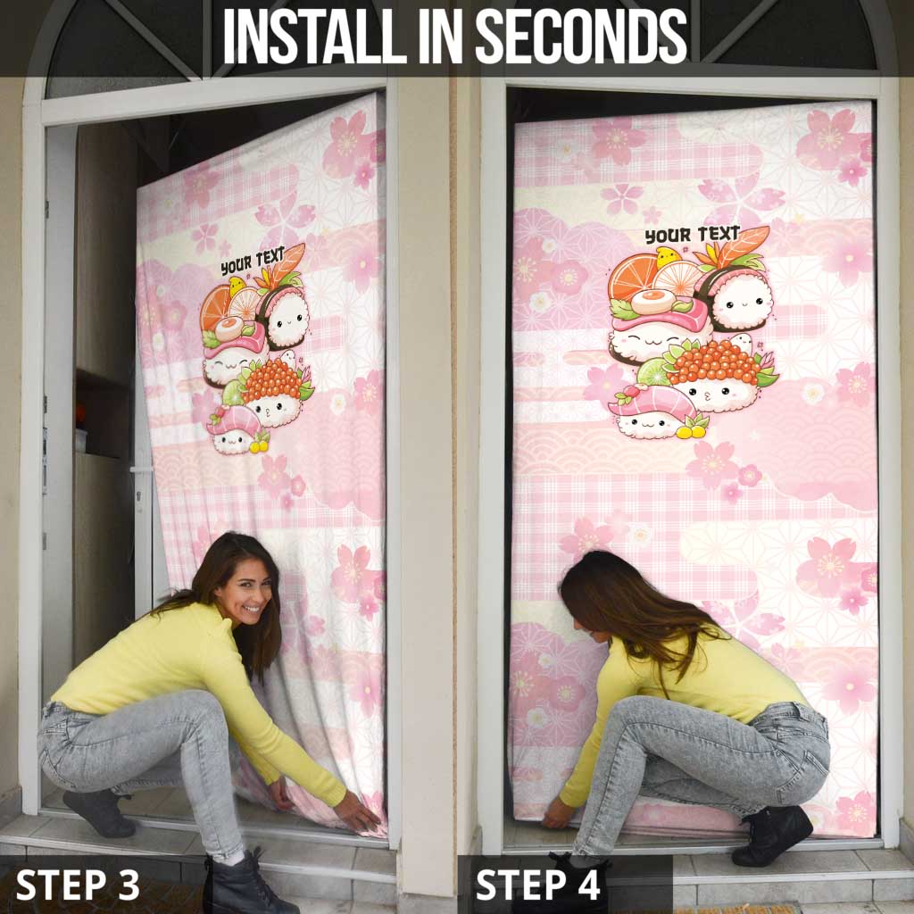 Personalized Japanese Kawaii Sushi Door Cover Pink Wagara Palaka This Is How I Roll LT9 - Polynesian Pride