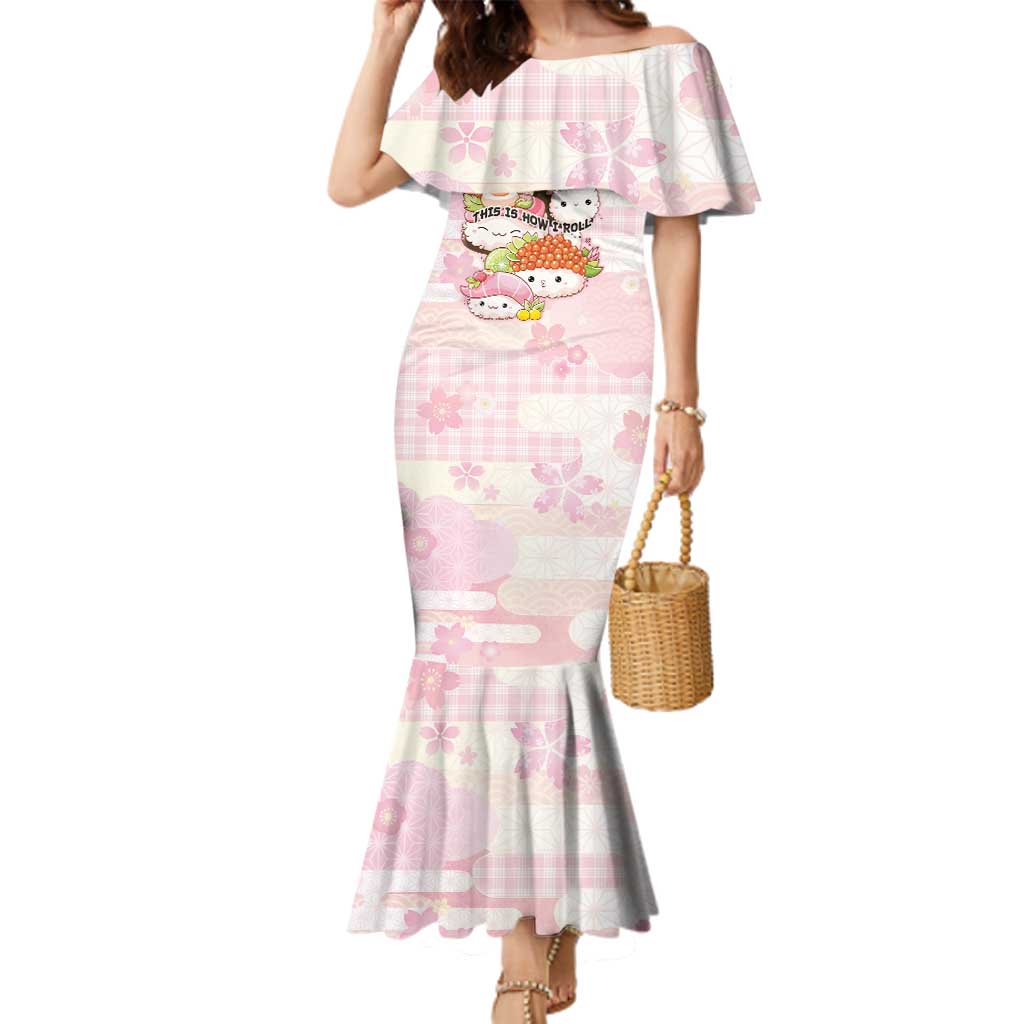 Personalized Japanese Kawaii Sushi Family Matching Mermaid Dress and Hawaiian Shirt Pink Wagara Palaka This Is How I Roll