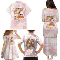Personalized Japanese Kawaii Sushi Family Matching Puletasi and Hawaiian Shirt Pink Wagara Palaka This Is How I Roll