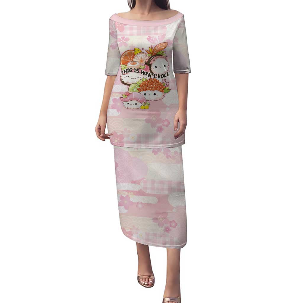 Personalized Japanese Kawaii Sushi Family Matching Puletasi and Hawaiian Shirt Pink Wagara Palaka This Is How I Roll