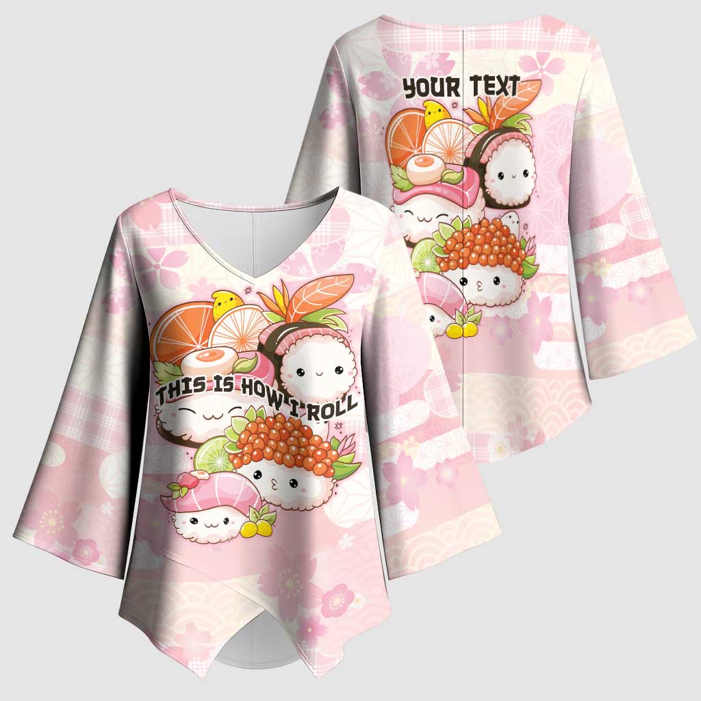 Personalized Japanese Kawaii Sushi Kimono Sleeve Blouse Pink Wagara Palaka This Is How I Roll