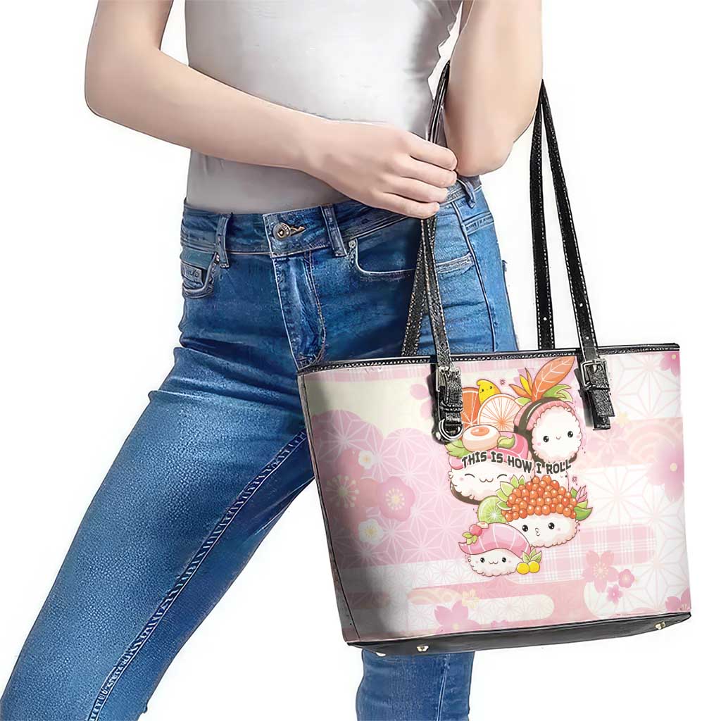Japanese Kawaii Sushi Leather Tote Bag Pink Wagara Palaka This Is How I Roll