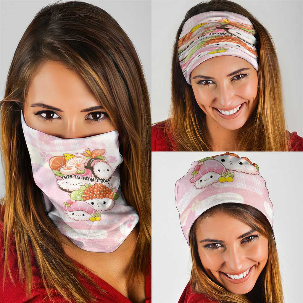 Japanese Kawaii Sushi Neck Gaiter Pink Wagara Palaka This Is How I Roll