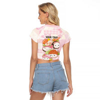 Personalized Japanese Kawaii Sushi Raglan Cropped T Shirt Pink Wagara Palaka This Is How I Roll