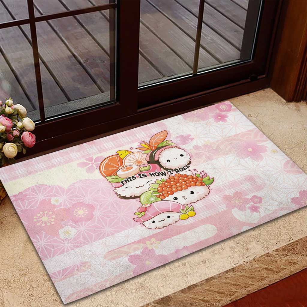 Japanese Kawaii Sushi Rubber Doormat Pink Wagara Palaka This Is How I Roll
