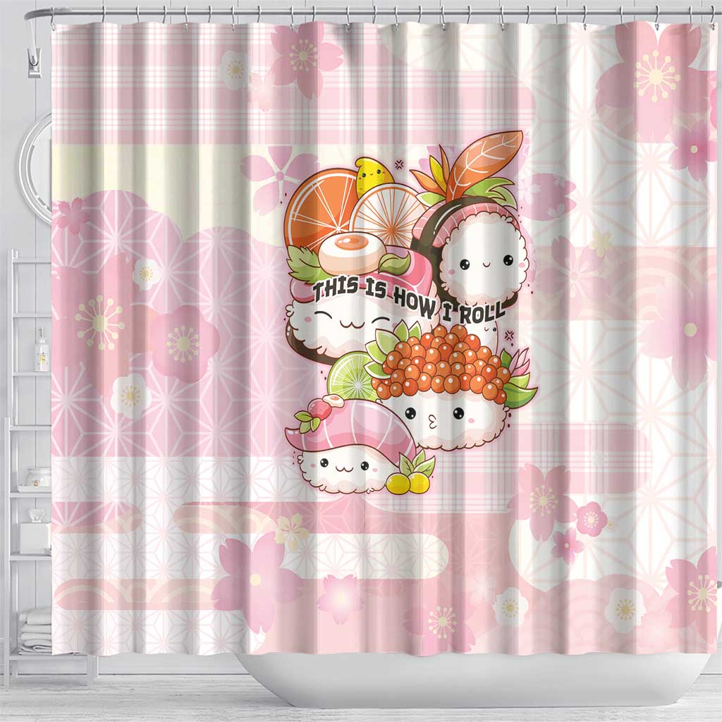 Japanese Kawaii Sushi Shower Curtain Pink Wagara Palaka This Is How I Roll