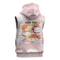 Personalized Japanese Kawaii Sushi Sleeveless Zip Hoodie Pink Wagara Palaka This Is How I Roll