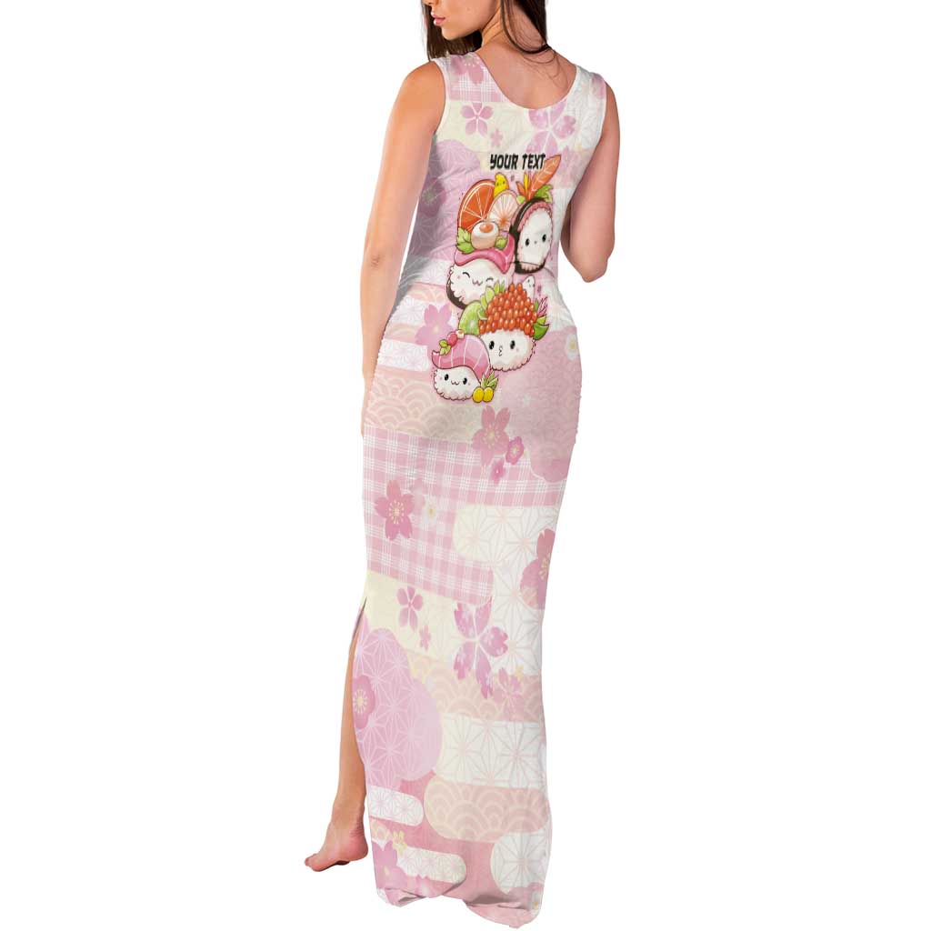 Personalized Japanese Kawaii Sushi Tank Maxi Dress Pink Wagara Palaka This Is How I Roll
