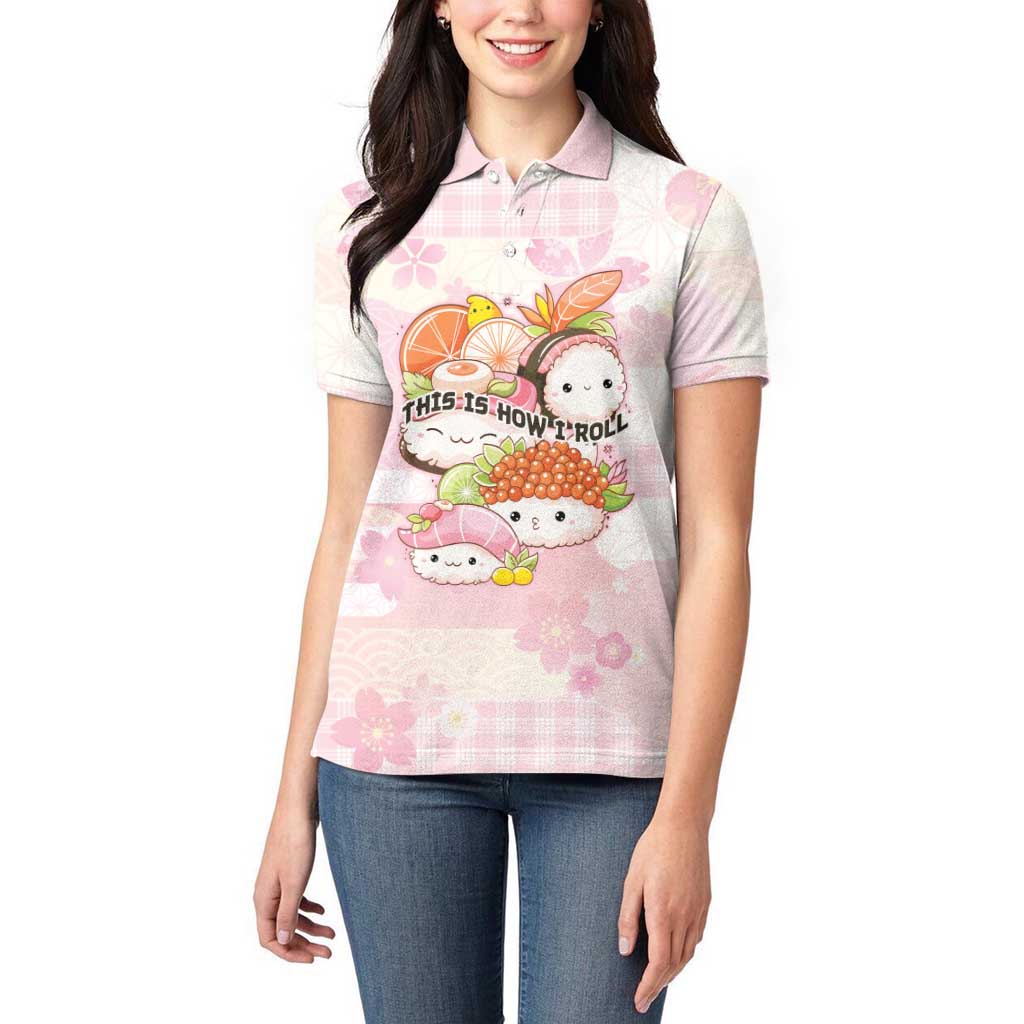 Personalized Japanese Kawaii Sushi Women Polo Shirt Pink Wagara Palaka This Is How I Roll