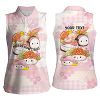 Personalized Japanese Kawaii Sushi Women Sleeveless Polo Shirt Pink Wagara Palaka This Is How I Roll