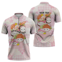 Personalized Japanese Kawaii Sushi Zipper Polo Shirt Pink Wagara Palaka This Is How I Roll