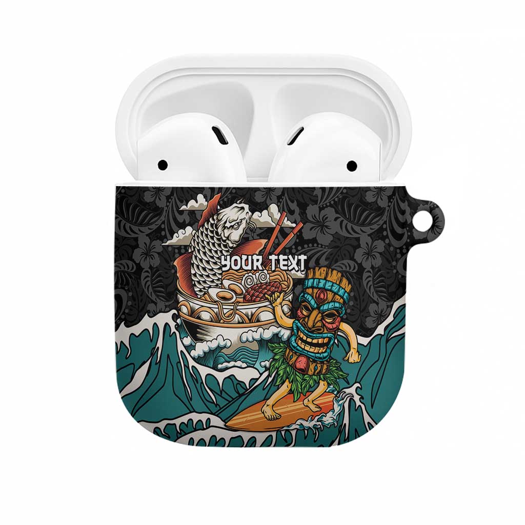 Personalized Japanese Koi Fish Ramen AirPods Case Tiki Surfing Wagara Hibiscus Pattern