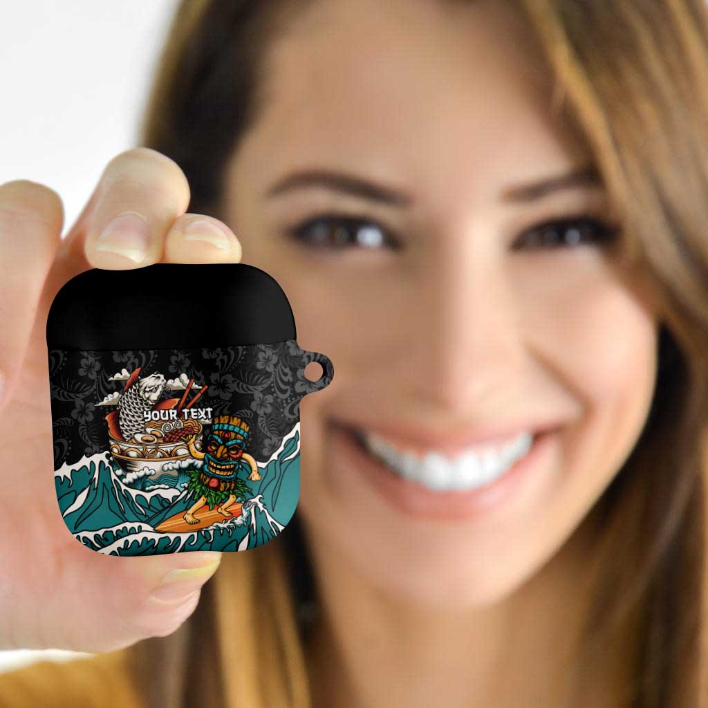 Personalized Japanese Koi Fish Ramen AirPods Case Tiki Surfing Wagara Hibiscus Pattern
