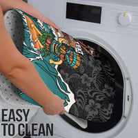 Personalized Japanese Koi Fish Ramen Bathroom Set Tiki Surfing Wagara Hibiscus Pattern