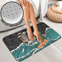 Personalized Japanese Koi Fish Ramen Bathroom Set Tiki Surfing Wagara Hibiscus Pattern
