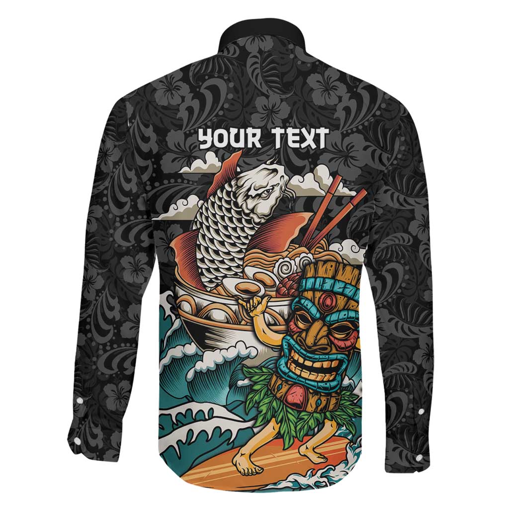 Personalized Japanese Koi Fish Ramen Family Matching Puletasi and Hawaiian Shirt Tiki Surfing Wagara Hibiscus Pattern