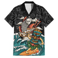 Personalized Japanese Koi Fish Ramen Family Matching Tank Maxi Dress and Hawaiian Shirt Tiki Surfing Wagara Hibiscus Pattern