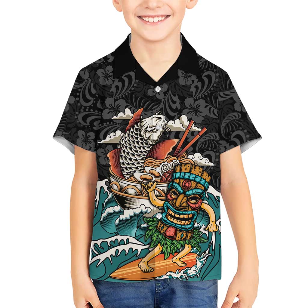 Personalized Japanese Koi Fish Ramen Hawaiian Shirt Tiki Surfing Wagara Hibiscus Pattern