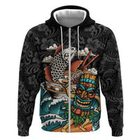 Personalized Japanese Koi Fish Ramen Hoodie Tiki Surfing Wagara Hibiscus Pattern