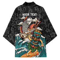 Personalized Japanese Koi Fish Ramen Kimono Tiki Surfing Wagara Hibiscus Pattern