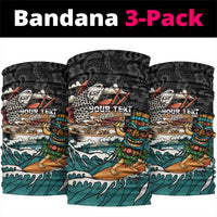 Personalized Japanese Koi Fish Ramen Neck Gaiter Tiki Surfing Wagara Hibiscus Pattern