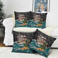 Personalized Japanese Koi Fish Ramen Pillow Cover Tiki Surfing Wagara Hibiscus Pattern