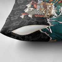 Personalized Japanese Koi Fish Ramen Pillow Cover Tiki Surfing Wagara Hibiscus Pattern