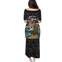 Personalized Japanese Koi Fish Ramen Puletasi Tiki Surfing Wagara Hibiscus Pattern LT9 - Polynesian Pride