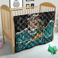 Personalized Japanese Koi Fish Ramen Quilt Tiki Surfing Wagara Hibiscus Pattern