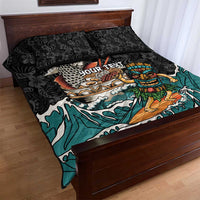 Personalized Japanese Koi Fish Ramen Quilt Bed Set Tiki Surfing Wagara Hibiscus Pattern