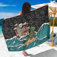 Personalized Japanese Koi Fish Ramen Sarong Tiki Surfing Wagara Hibiscus Pattern