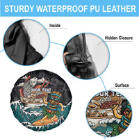 Personalized Japanese Koi Fish Ramen Spare Tire Cover Tiki Surfing Wagara Hibiscus Pattern