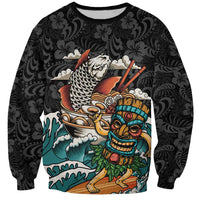 Personalized Japanese Koi Fish Ramen Sweatshirt Tiki Surfing Wagara Hibiscus Pattern