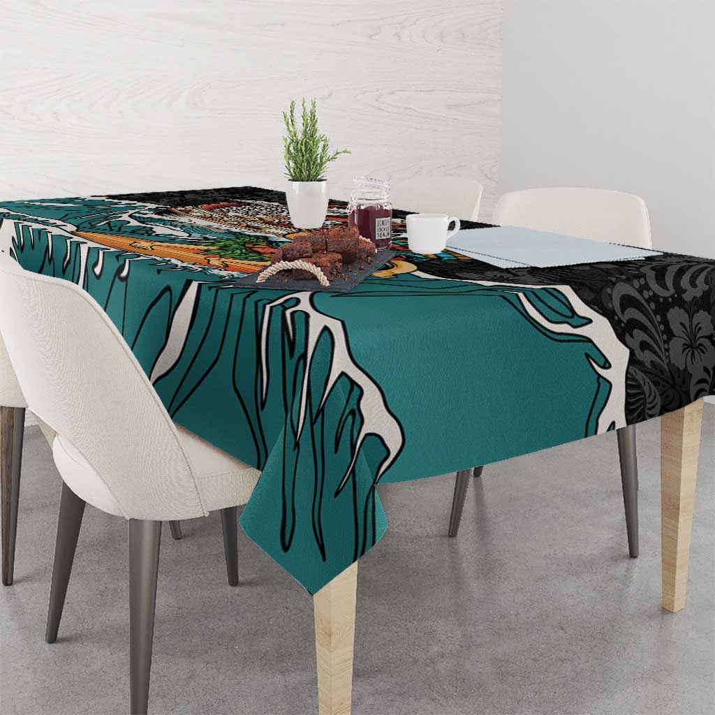 Personalized Japanese Koi Fish Ramen Tablecloth Tiki Surfing Wagara Hibiscus Pattern