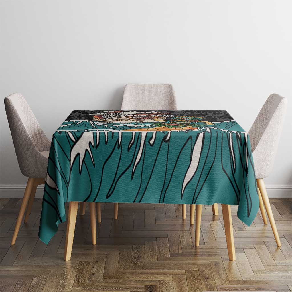 Personalized Japanese Koi Fish Ramen Tablecloth Tiki Surfing Wagara Hibiscus Pattern