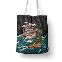 Personalized Japanese Koi Fish Ramen Tote Bag Tiki Surfing Wagara Hibiscus Pattern LT9 - Polynesian Pride